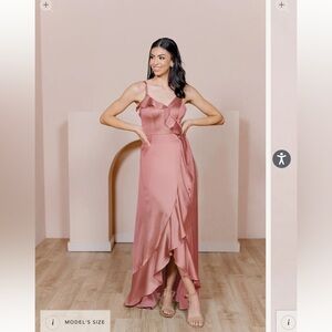 Revelry Paloma Satin Dress- Desert Rose